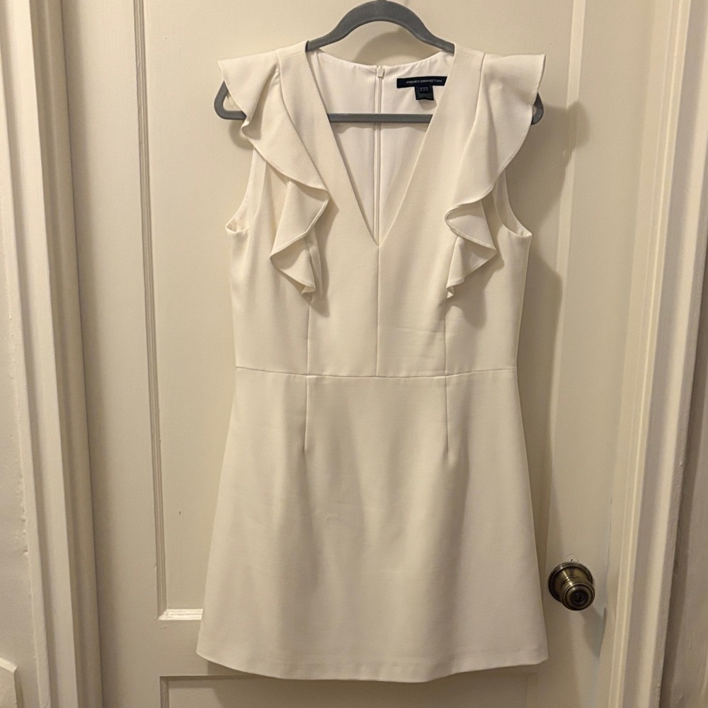 French Connection Cream Ruffle Mini Dress